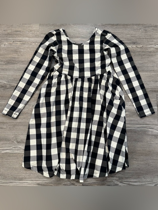 Hanna Andersson Other - Hanna Andersson Girls 8 Buffalo Plaid Twirl Dress Black White Long Sleeve Cotton